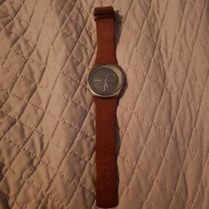 Brown leather skagen watch